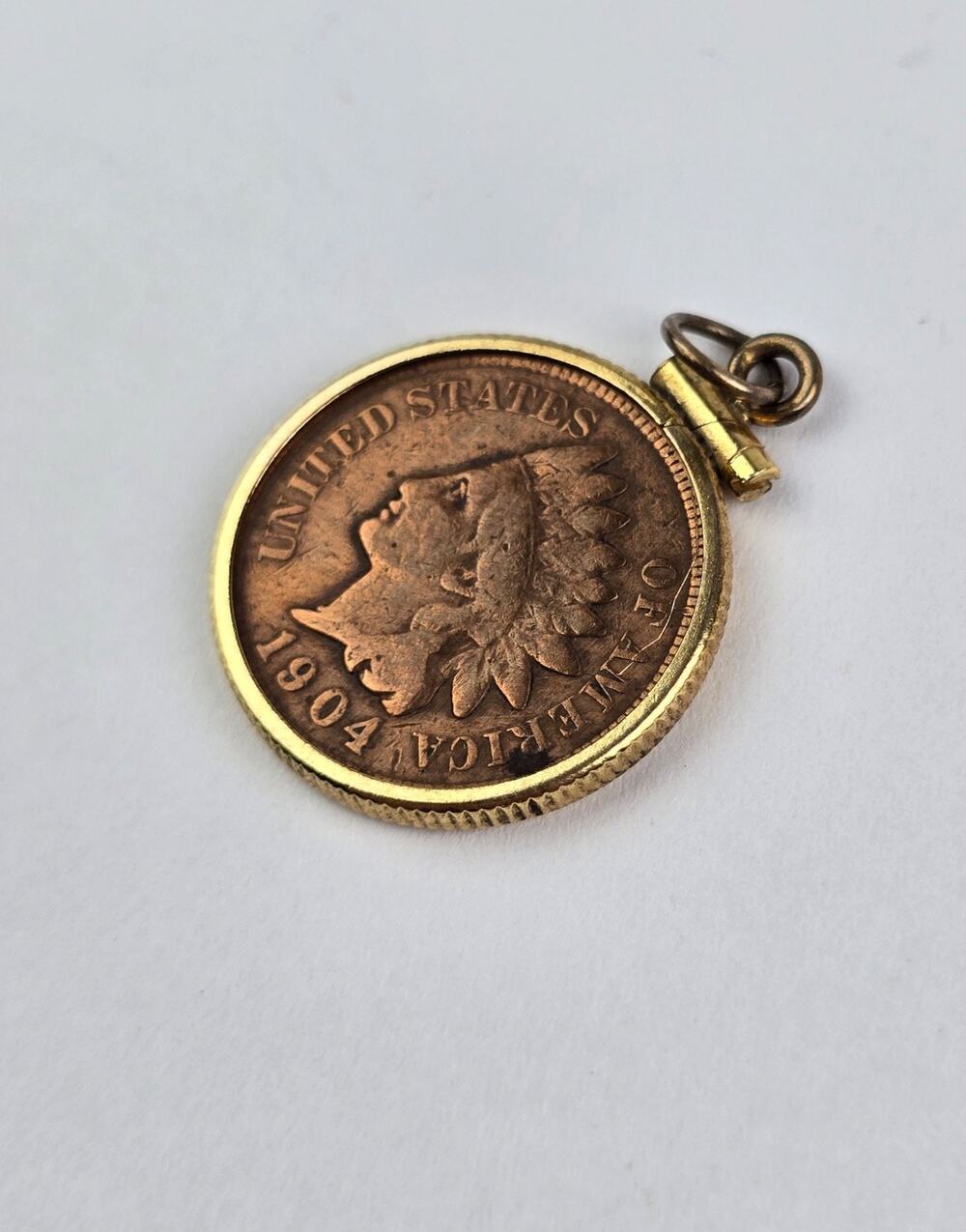 12k Gold Filled Indian Head Penny Coin Bezel Holder Screw top Penny included